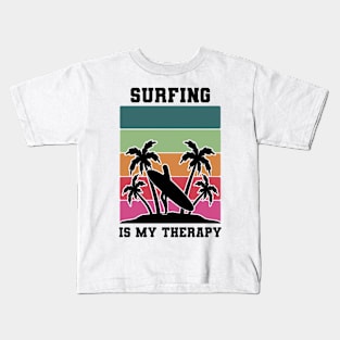 Surfing Is My Therapy Kids T-Shirt